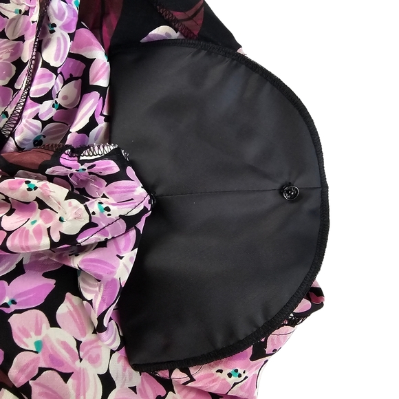 Bob Mackie Wearable Art Floral Beaded Blouse Pink and Black Women's Size Large - Picture 9 of 15